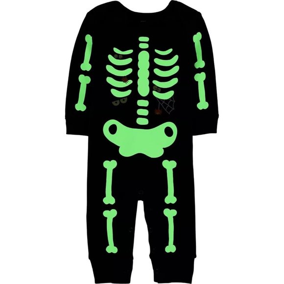 Baby Carter's Halloween Glow-In-The-Dark Skeleton Jumpsuit 9 Months - Picture 6 of 7